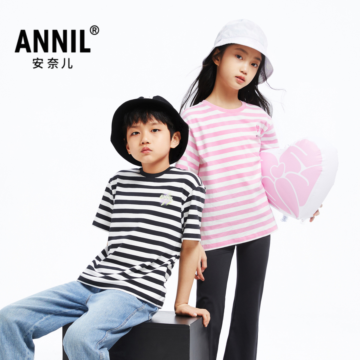 男女童圆领短袖T恤夏新款安奈儿童装EM421117