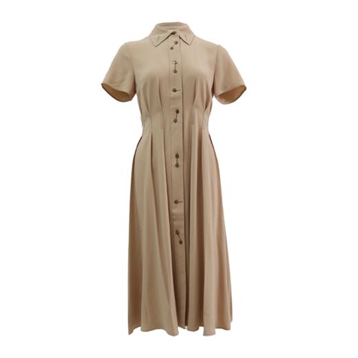 皮尔卡丹女装连衣裙卡其色醋酸修身短袖通勤A字裙C42DS22K1
 商品图5