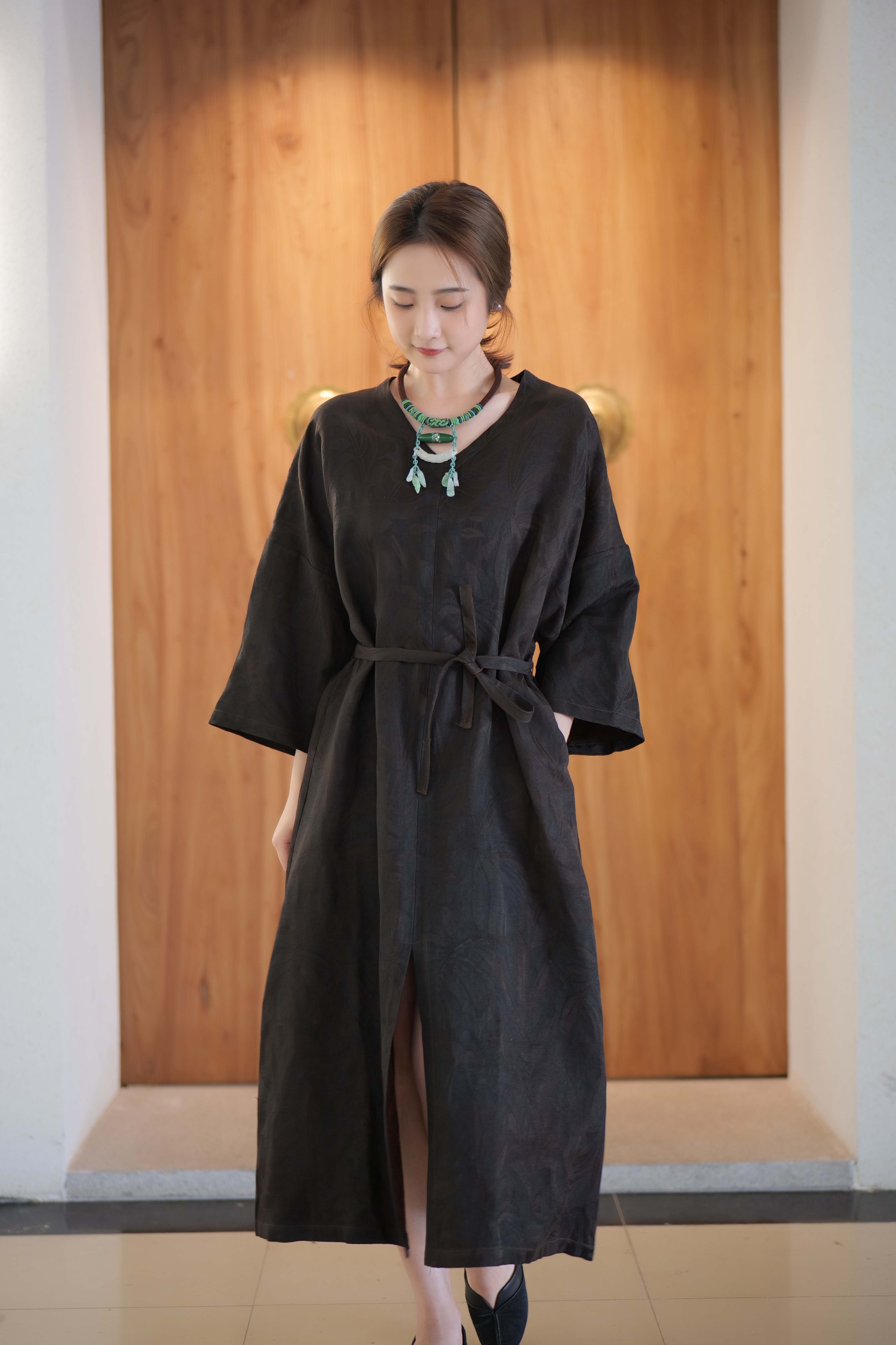 漫物记香云v领系带连衣裙XYS-W178