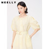 NEELLY纳俪商场同款淡黄色温柔收腰连衣裙女夏气质百搭显瘦大摆裙 N24041Y01021 商品缩略图2