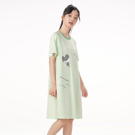 都市丽人生活家居春夏睡衣女32支TC65/35单面家居服薄款短袖裙女士棉质睡裙LH46C9 商品图1