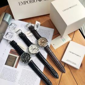 三个月换新保修一年~ARMANI阿玛尼经典休闲商务款男士皮带手表腕表