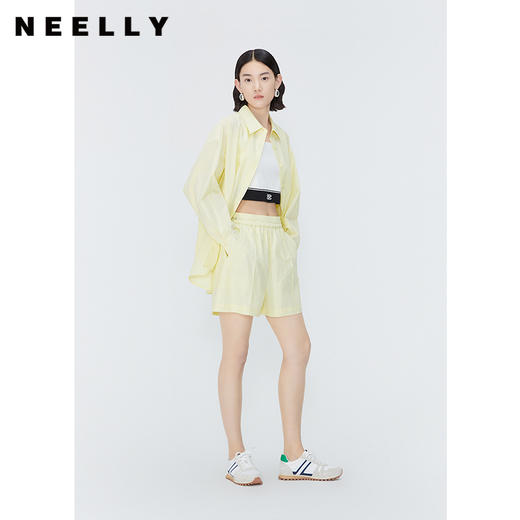 NEELLY纳俪商场同款短裤衬衫套装女夏季薄荷曼波多巴胺穿搭两件套N24041Z01032 商品图2