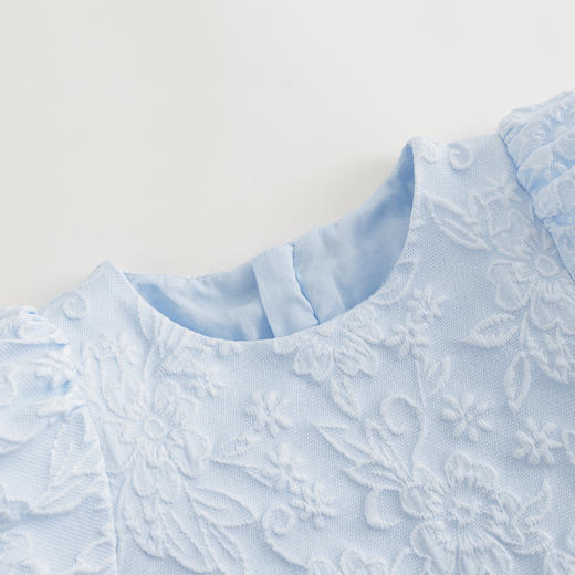 【马克珍妮芦芙】女童提花荷叶边泡泡袖连衣裙夏装新款裙子240832 商品图2