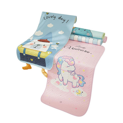 【送同款枕头！凉而不冰 尽享舒适睡眠体验】新品夏季儿童乳胶凉席幼儿园冰丝席两件套婴儿空调席可爱卡通席子 商品图4