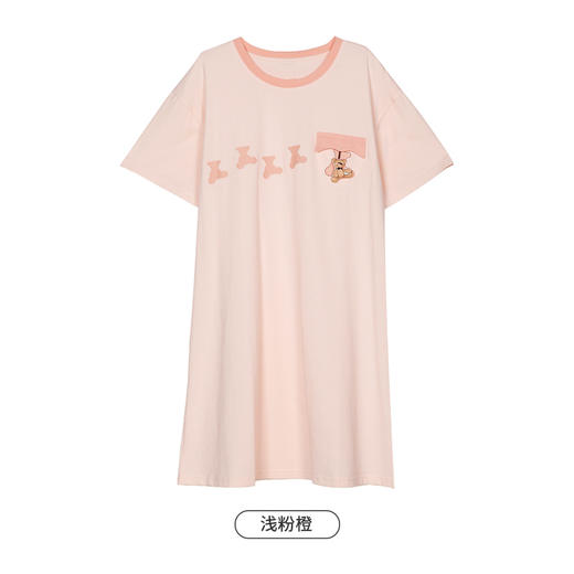 都市丽人生活家居春夏睡衣女32支CVC单面家居服薄款短袖裙女士棉质睡裙LH46F4 商品图7