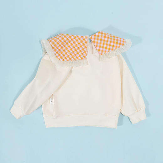 贝贝怡女童圆领卫衣2024春季新款甜美可爱格纹花朵儿童休闲长袖上衣ZB1DS055 商品图2