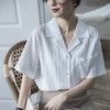 HT-3513法式西装领短袖白色衬衫女设计感小众夏季洋气宽松通勤气质OL衬衣 商品缩略图1