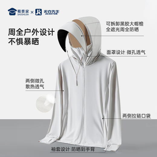 【实付满399送保温杯】【黑胶冰丝防晒衣】户外休闲运动外套 透气轻薄防晒皮肤衣J405
 商品图3