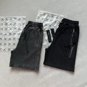 只剩黑色勒 REP 水洗重工做旧毛圈短裤 DK314