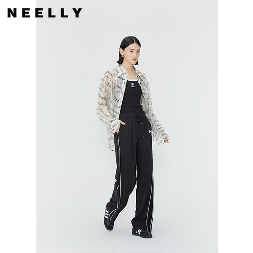 NEELLY纳俪商场同款夏季莱赛尔印花衬衫外套女落肩袖微透外搭上衣 N24041B01010 商品图2