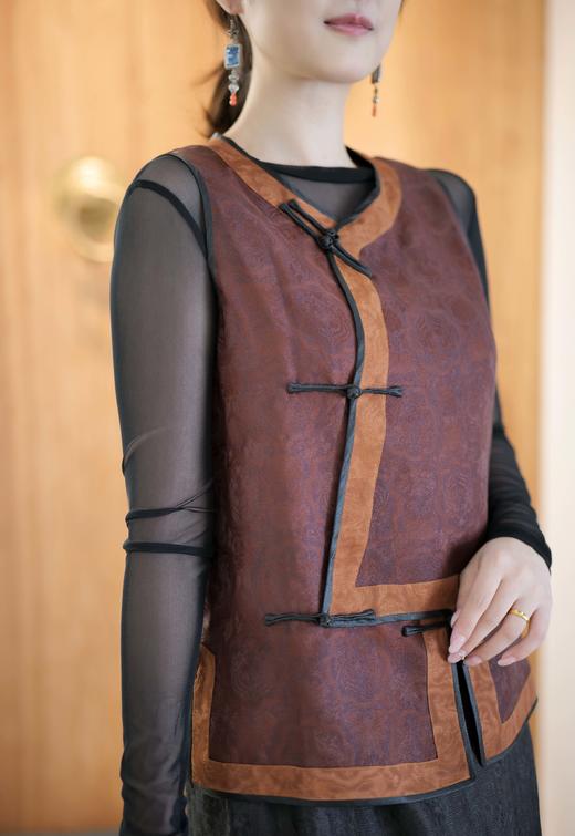 漫物记盘扣红云纱马甲XYS-W159 商品图1