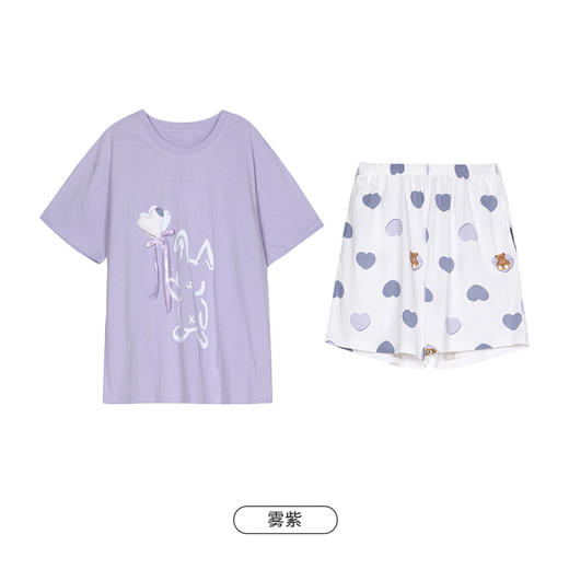 都市丽人生活家居春夏睡衣女32支CVC单面家居服薄款短袖短裤女士棉质套装LH42F5 商品图10