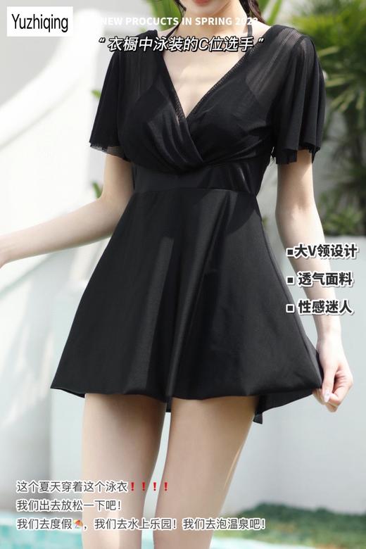【新款甜美纯色V领女神泳衣】阳光！假日！浪漫夏季！性感尽显纯欲温泉风情。防走光遮肚显瘦，大码也能时尚连体美。 商品图4