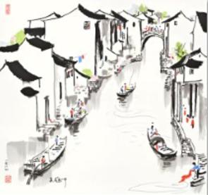 吴冠中高级复刻版画《江南水乡》（大） 商品图0