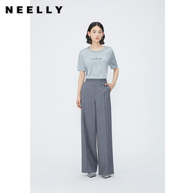 NEELLY纳俪商场同款高腰气质直筒裤女夏宽松时尚通勤阔腿裤休闲裤 N24042H01063
