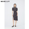 NEELLY纳俪商场同款立领盘扣短袖连衣裙女印花收腰褶皱开叉中长裙 N24042Y01053 商品缩略图0