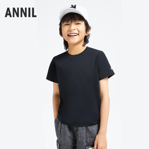 男女童简约透气圆领亲子短袖T恤夏季新款安奈儿童装童装小程序专享EM421146 商品图1