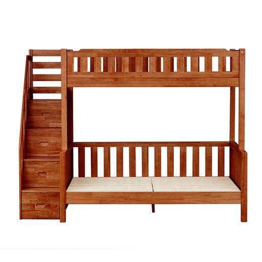 【家具】双层床 赛罗奥（梯柜款）中棕/浅棕 配套书架/抽屉（1491元以下需自行安装） 商品图2