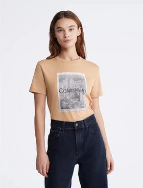 【精品店款】Calvin Klein/CK女士城市图案圆领短袖！美国代购，无中文标签，介意慎拍! H