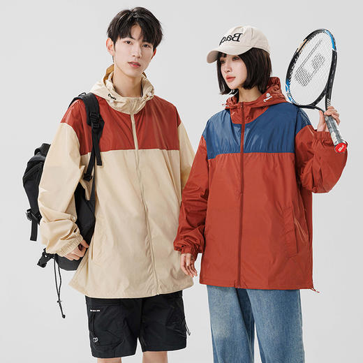 真维斯情侣款防晒衣 撞色拼接宽松连帽防晒4色可选 商品图7