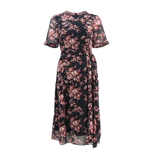 皮尔卡丹女装2024夏季新款花色短袖连衣裙C42DS28B4 商品图0