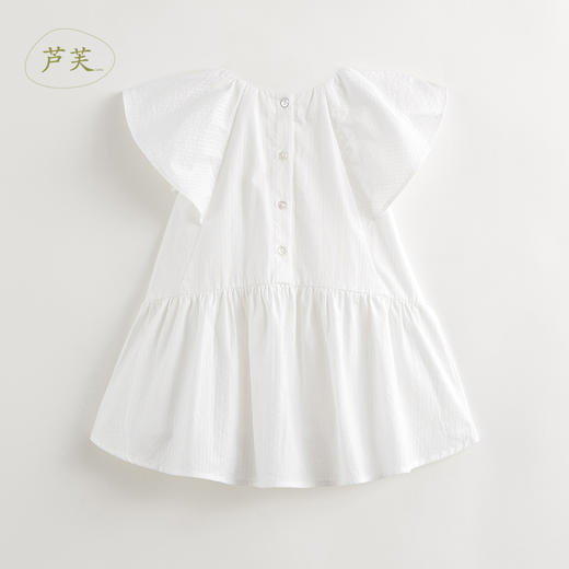 【马克珍妮 芦芙】女童荷叶边飞袖圆领连衣裙夏装新款裙子240869 商品图3