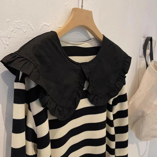 【E选线上专供】娃娃领条纹卫衣短款连衣裙-E22032107（3月24日截单后5-7天发货） 商品图3