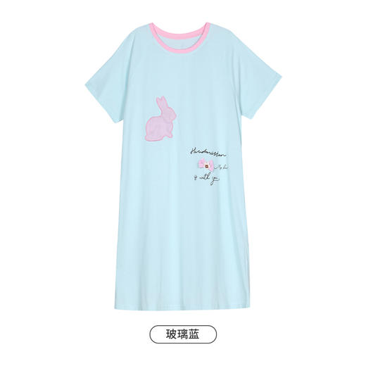 都市丽人生活家居春夏睡衣女32支TC65/35单面家居服薄款短袖裙女士棉质睡裙LH46C9 商品图8
