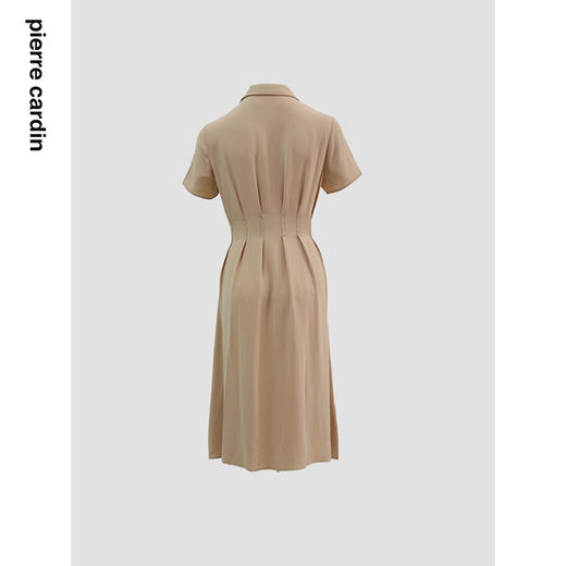 皮尔卡丹女装连衣裙卡其色醋酸修身短袖通勤A字裙C42DS22K1
 商品图1