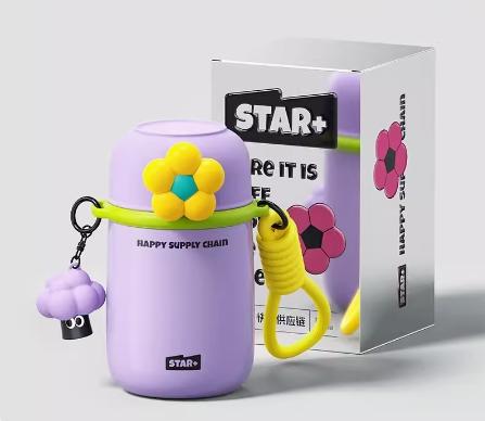 世大家泡芙花花保温杯香芋紫（含挂件） 商品图0