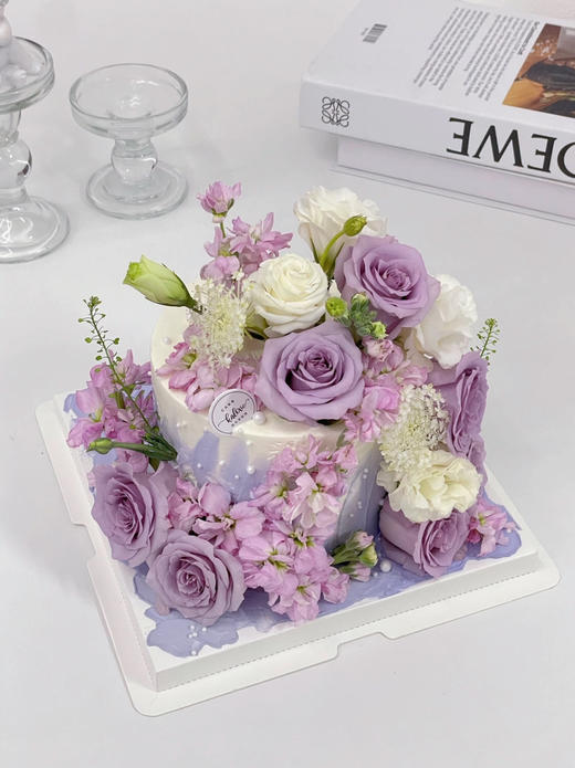 紫色女生女生浪漫鲜花蛋糕（鲜花颜色每次 商品图1