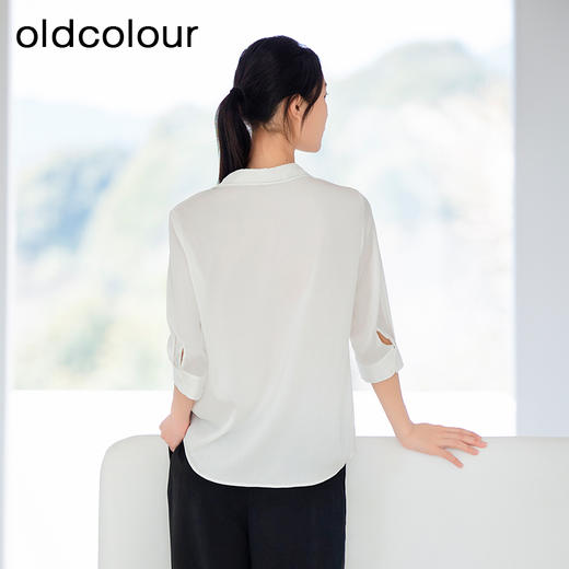 oldcolour白色薄款衬衫夏季新款通勤简约百搭中袖上衣女P21012194 商品图4