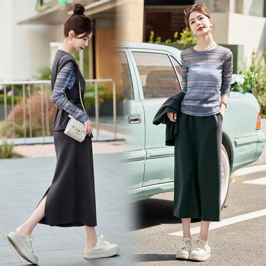 显瘦气质休闲，马甲半身裙打底三件套HR-YM8813 商品图3