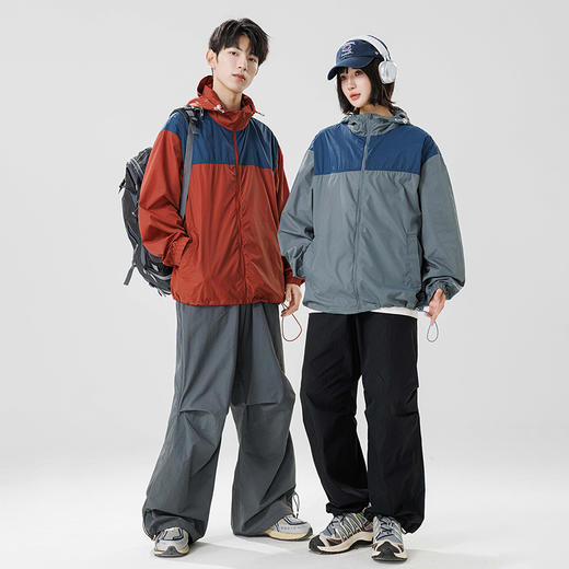 真维斯情侣款防晒衣 撞色拼接宽松连帽防晒4色可选 商品图4