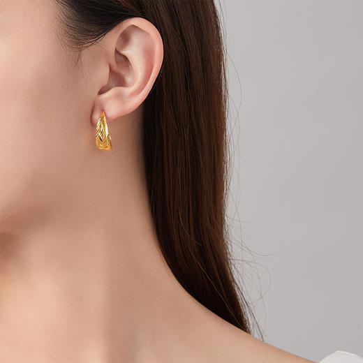 周六福黄金耳饰女耳环足金黄金耳环计价送妈妈闺蜜女友送女友礼物 商品图3