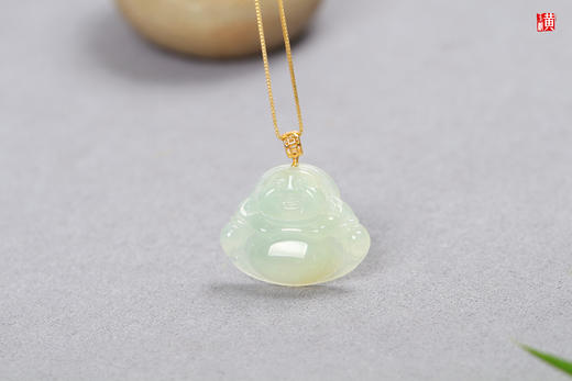 天然翡翠【笑佛】吊坠   镶嵌：18k金 商品图0