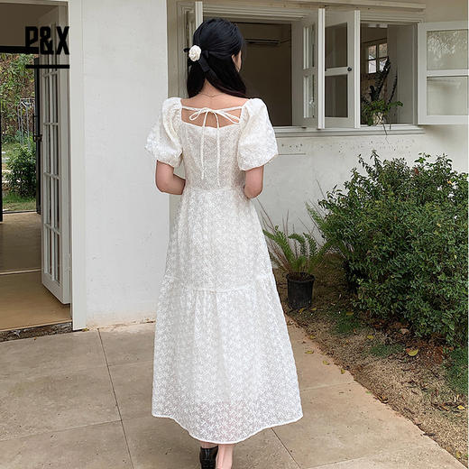 P&X设计师女装夏季 法式初恋甜美连衣长裙 824208286B 白色 商品图4