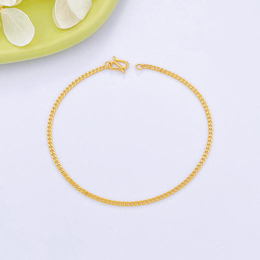 【限时克减150元】足金999 5G黄金侧身手链（可以穿绳的古巴链）(AG5GSL00124)（预售产品下单后不退款不退货不换货不补差价） 商品图0