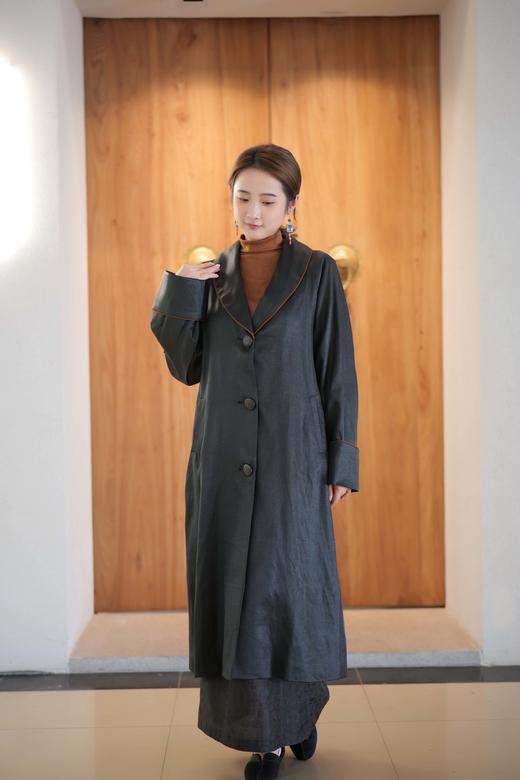 漫物记重磅香云纱滚边翻领大衣XYS-113 商品图1