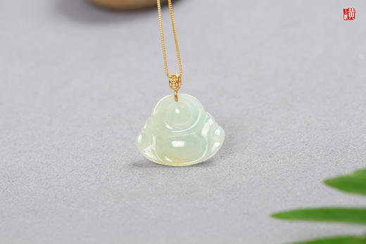 天然翡翠【笑佛】吊坠   镶嵌：18k金 商品图1