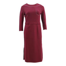 皮尔卡丹女装2024春夏新款黑色红色简约通勤风连衣裙C42DL30T0