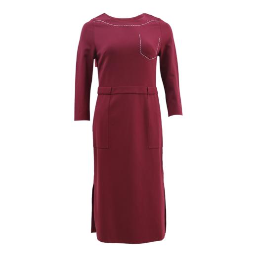 皮尔卡丹女装2024春夏新款黑色红色简约通勤风连衣裙C42DL30T0 商品图0