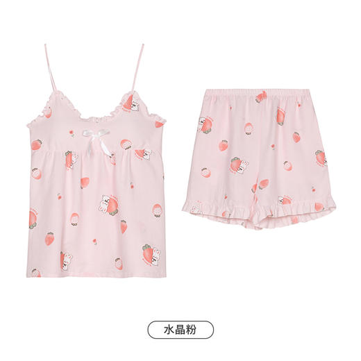 都市丽人生活家居春夏睡衣女软绵绵家居服有罩杯薄款吊带短裤女士梭织棉套装LH42E3 商品图10