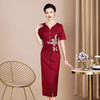 新款高档醋酸旗袍中式婚礼，妈妈装礼服敬酒服高端气质款WX88632 商品缩略图0