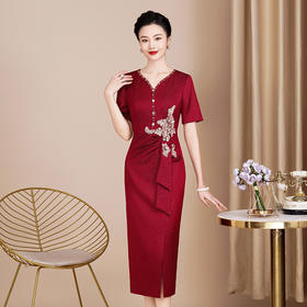 新款高档醋酸旗袍中式婚礼，妈妈装礼服敬酒服高端气质款WX88632
