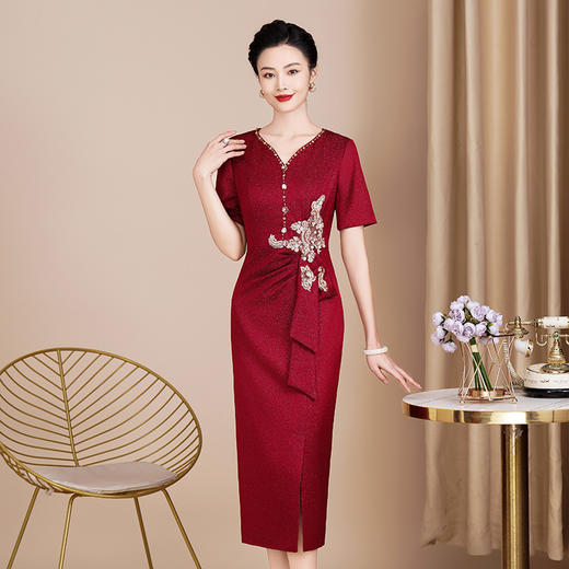 新款高档醋酸旗袍中式婚礼，妈妈装礼服敬酒服高端气质款WX88632 商品图0