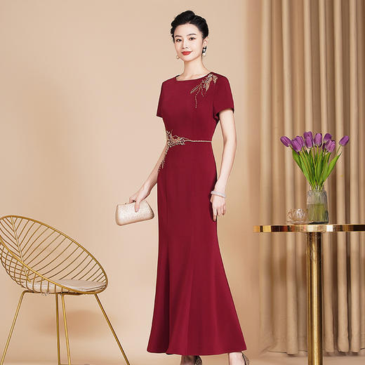 新款高档旗袍中式婚礼，修身长款妈妈装礼服旗袍敬酒服高端气WX88652 商品图2
