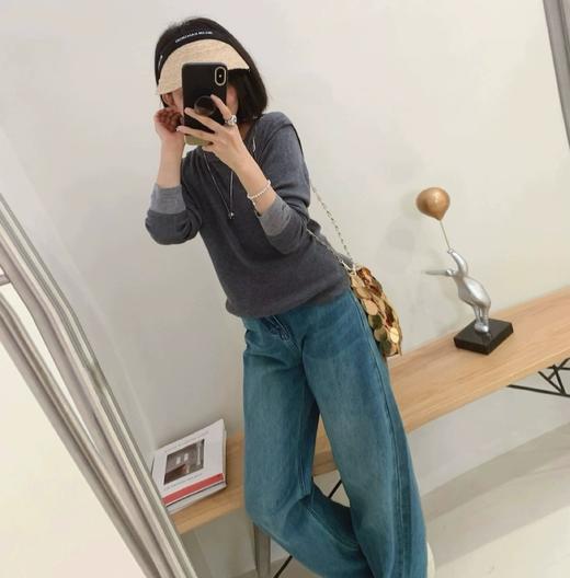 老米优品🎈实物炒鸡赞！！神仙裤型！！《复古做旧调 莱赛尔天丝果冻牛仔裤》窄版直筒微拖地，显瘦！软糯到哭！！K240327A 商品图4