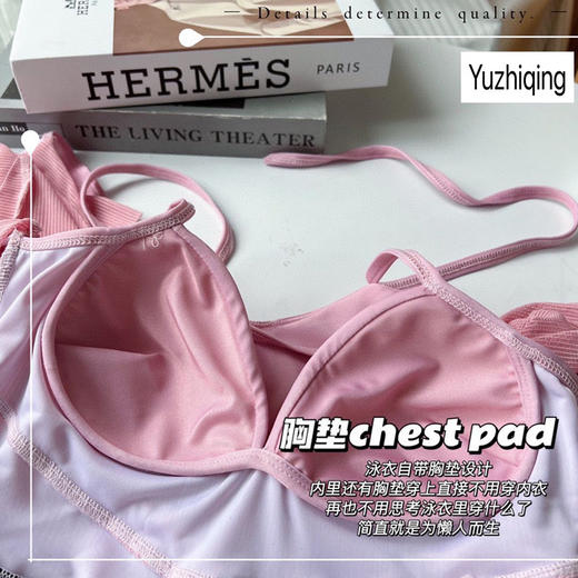 【新款甜美纯色V领女神泳衣】阳光！假日！浪漫夏季！性感尽显纯欲温泉风情。防走光遮肚显瘦，大码也能时尚连体美。 商品图3